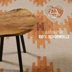 Kelim Teppich Beige Terracotta aus Wolle