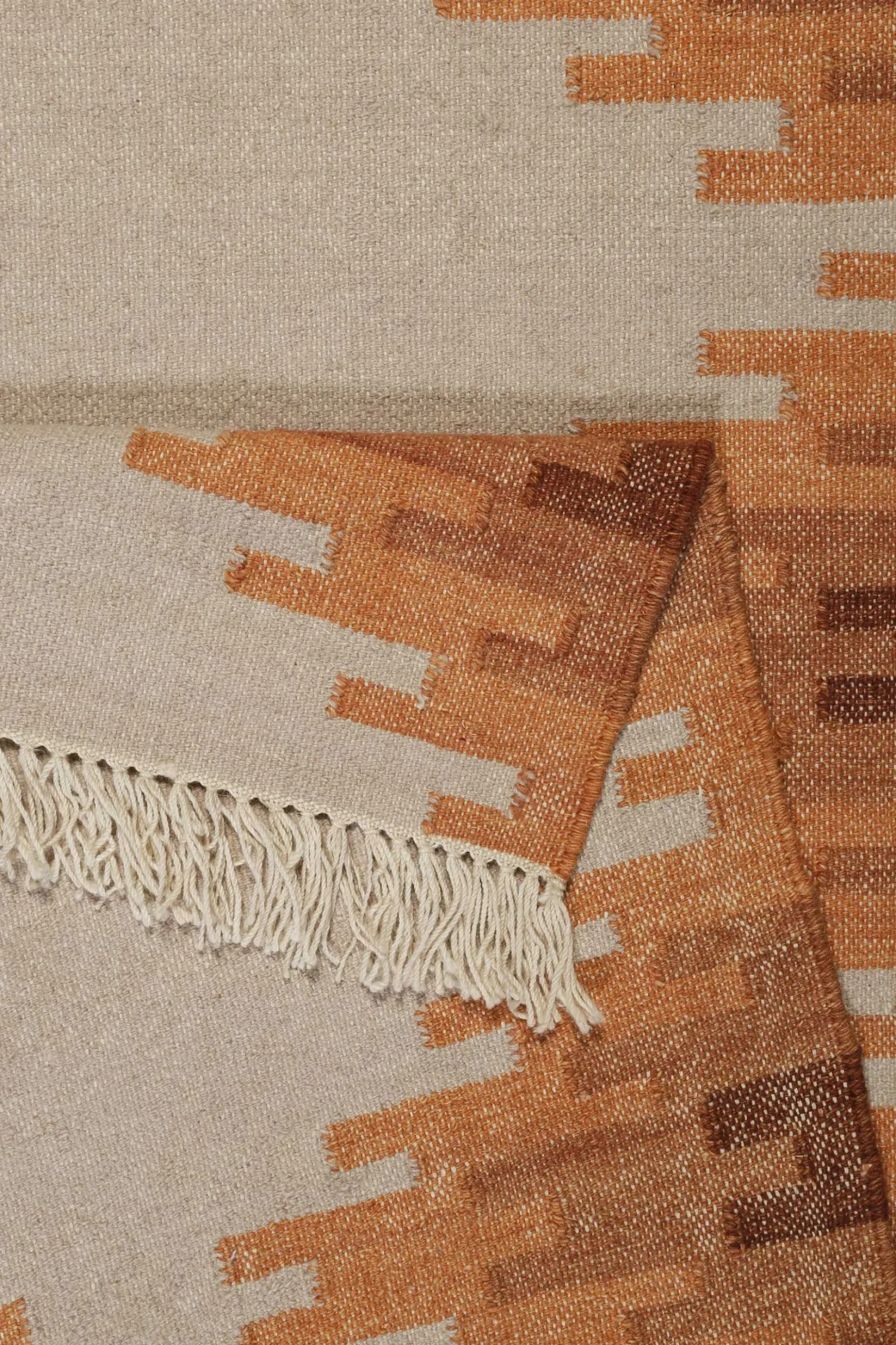 Kelim Teppich Beige Terracotta aus Wolle "Belle" Green Looop