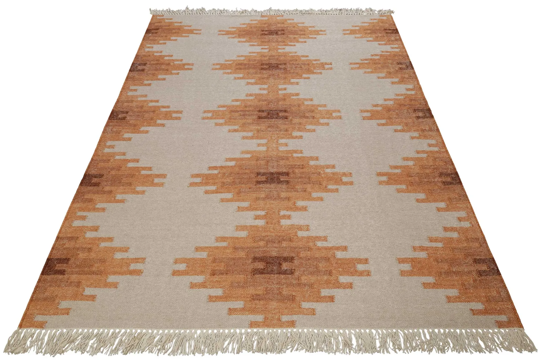 Kelim Teppich Beige Terracotta aus Wolle "Belle" Green Looop
