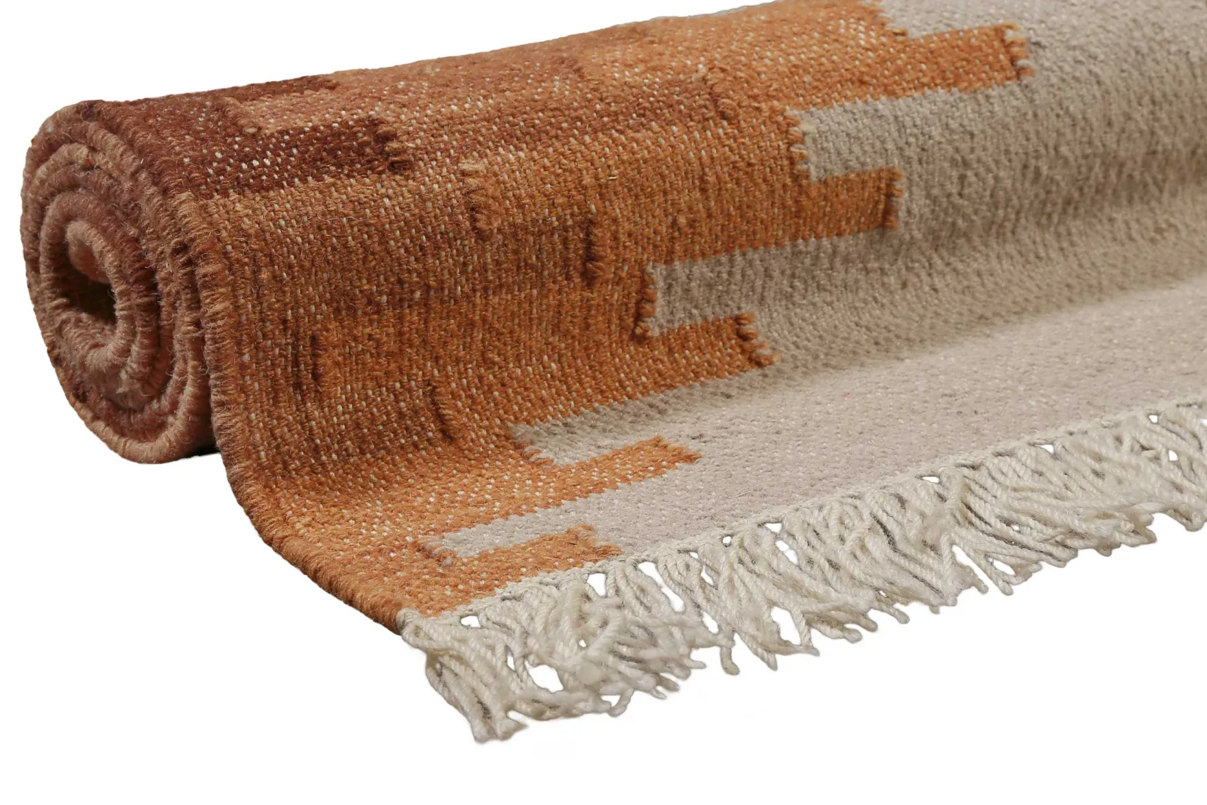 Kelim Teppich Beige Terracotta aus Wolle "Belle" Green Looop