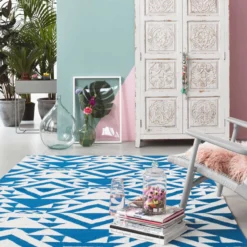 Kelim Teppich Blau Creme Weiß aus Wolle "Blue Mellow" Accessorize