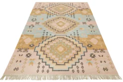 Kelim Teppich Bunt meliert aus Wolle "Mayenne" Green Looop