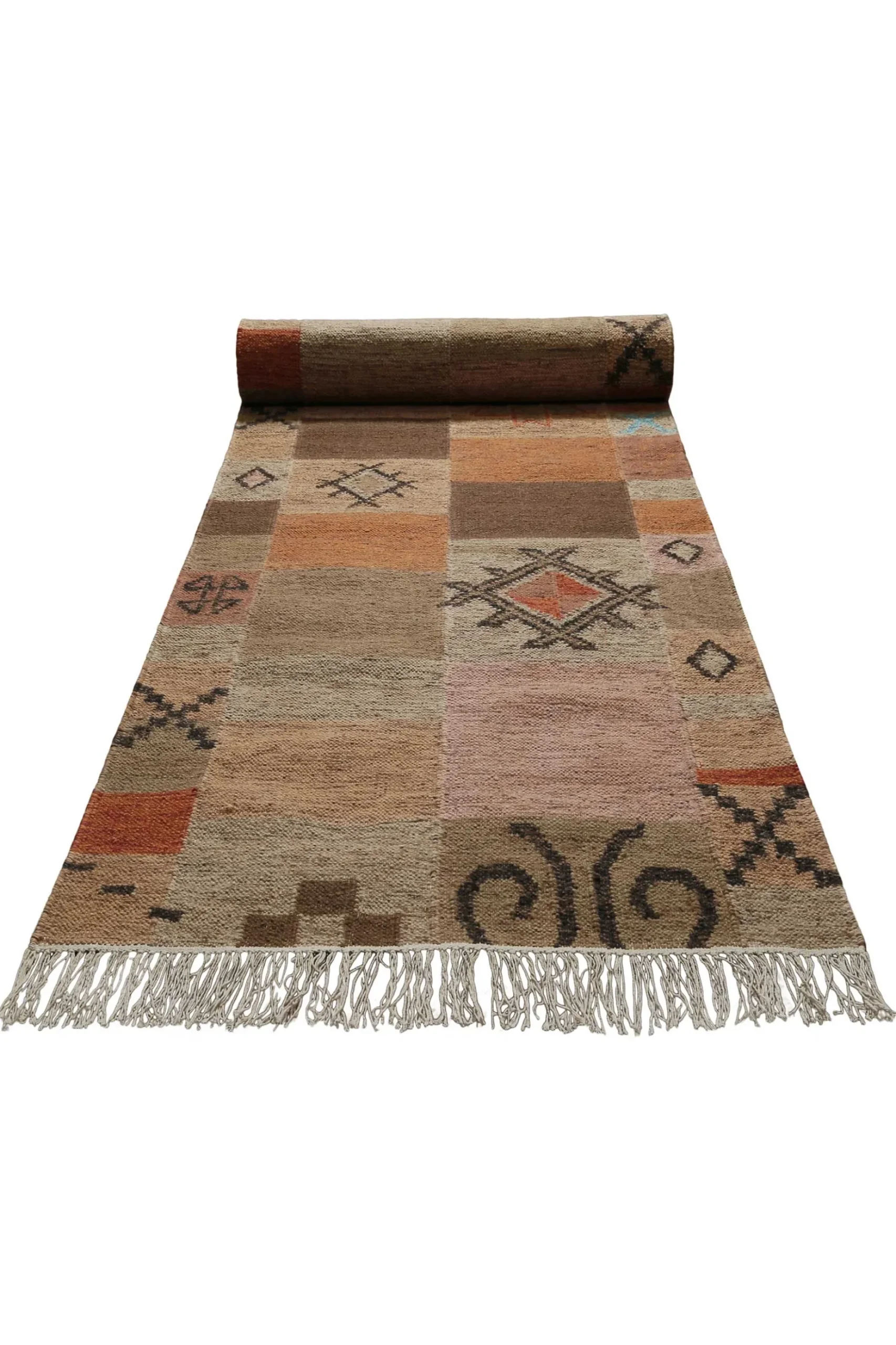 Kelim Teppich Bunt meliert aus Wolle "Montmartre" Green Looop
