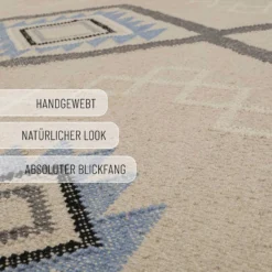 Kelim Teppich Creme Beige aus Wolle