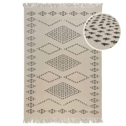 Kelim Teppich Creme Beige aus Wolle