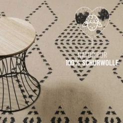 Kelim Teppich Creme Beige aus Wolle