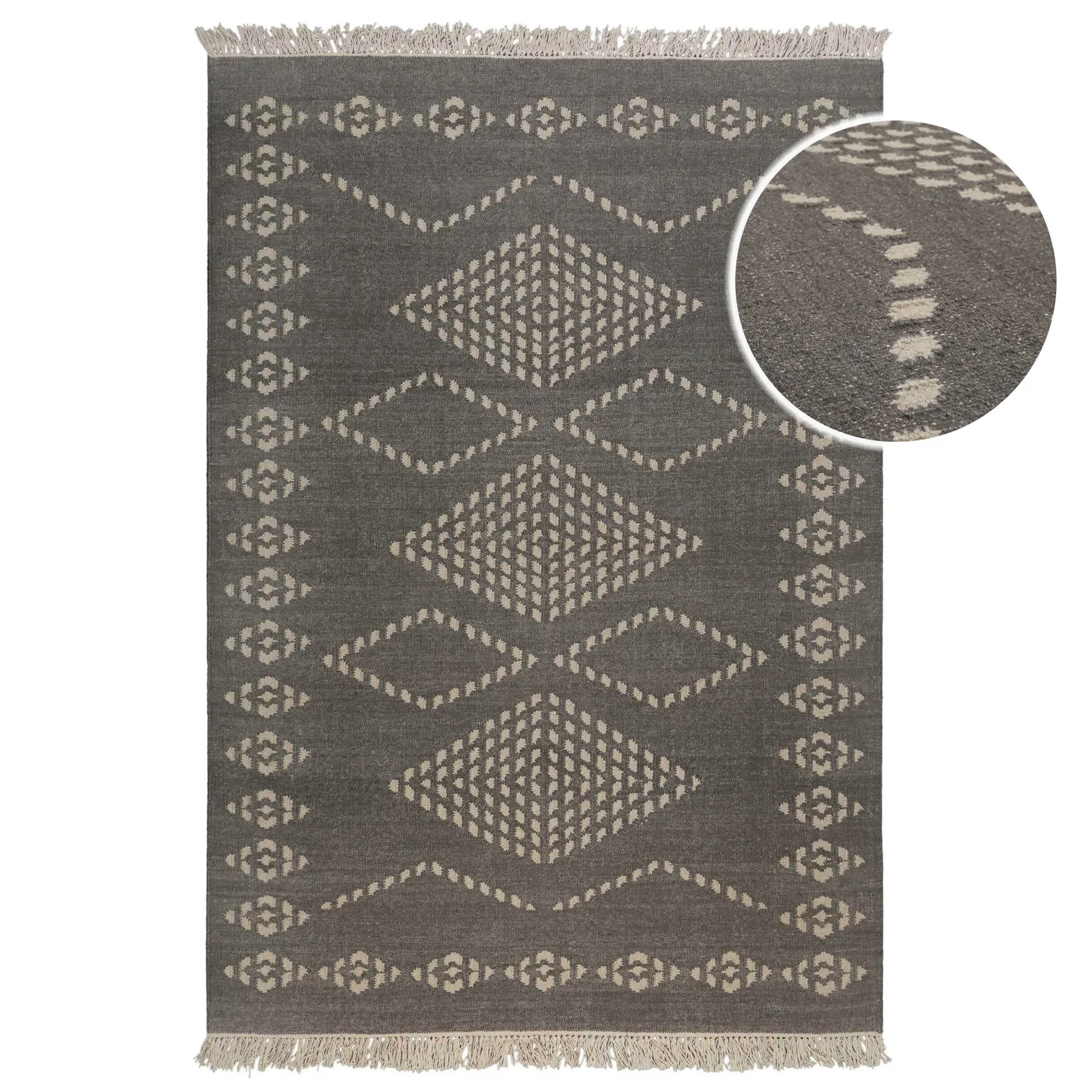 Kelim Teppich Dunkelgrau aus Wolle "Belmont" Green Looop