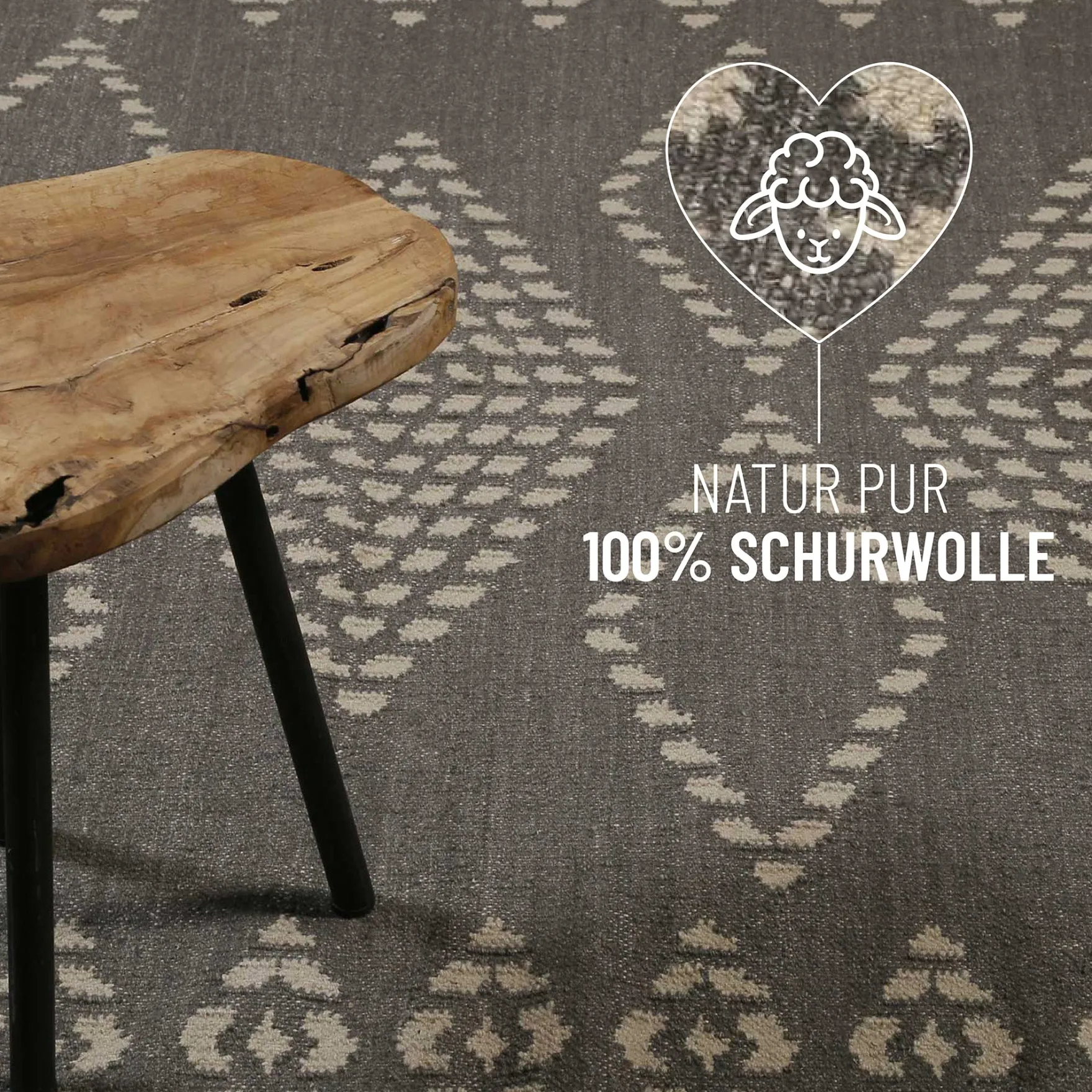 Kelim Teppich Dunkelgrau aus Wolle "Belmont" Green Looop