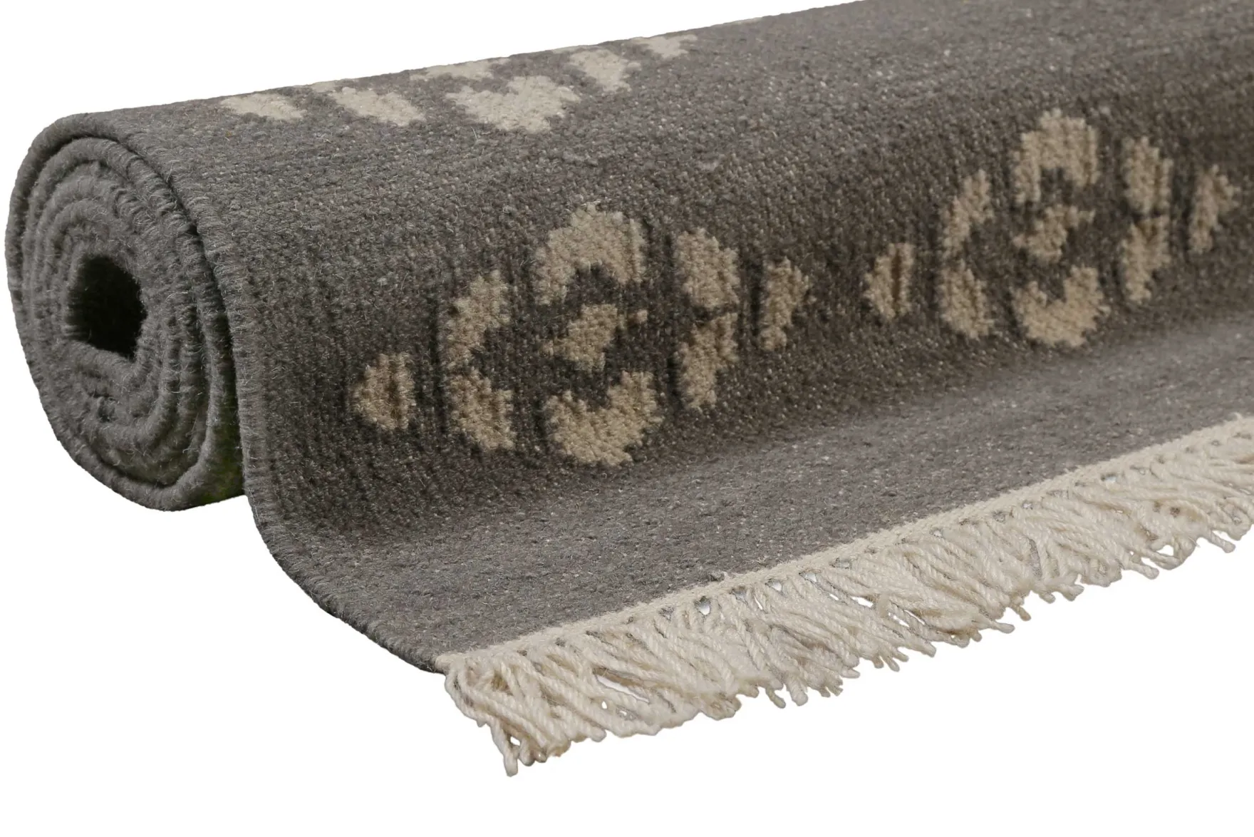 Kelim Teppich Dunkelgrau aus Wolle "Belmont" Green Looop