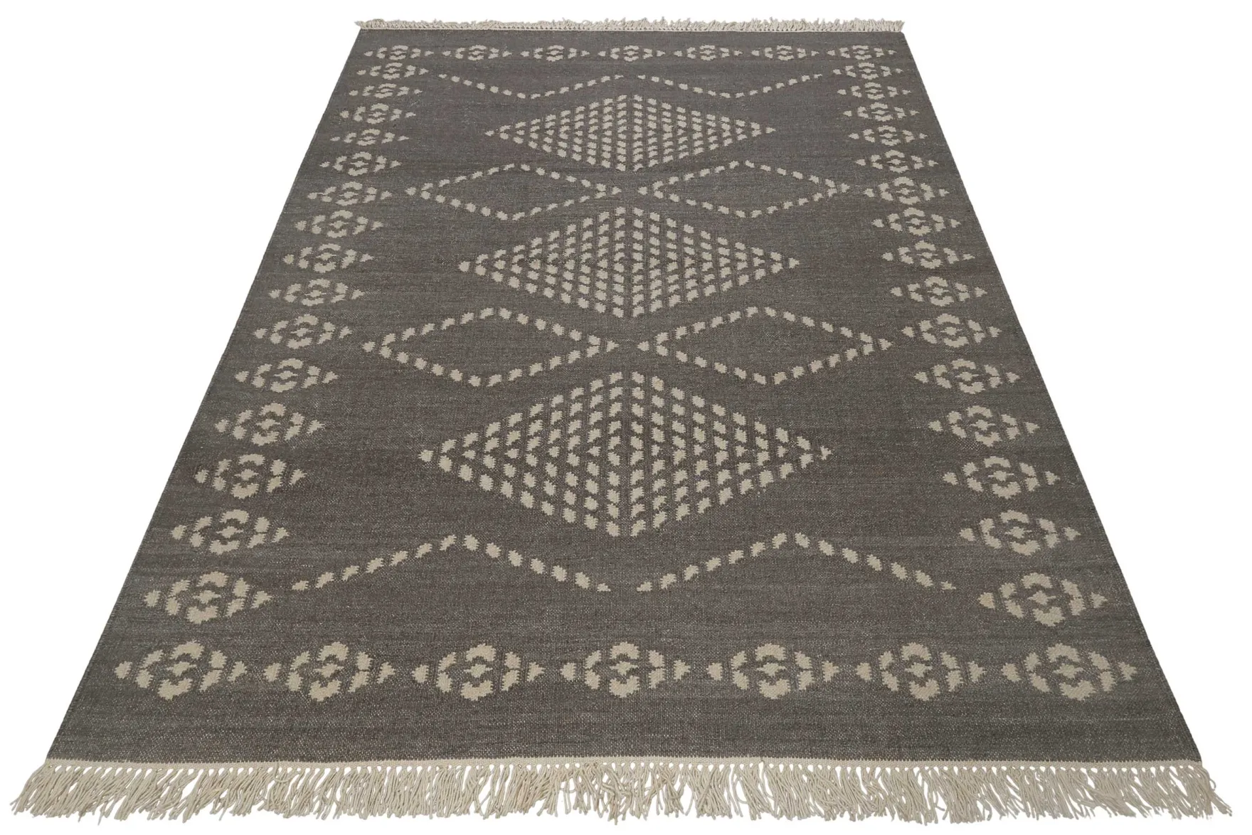 Kelim Teppich Dunkelgrau aus Wolle "Belmont" Green Looop