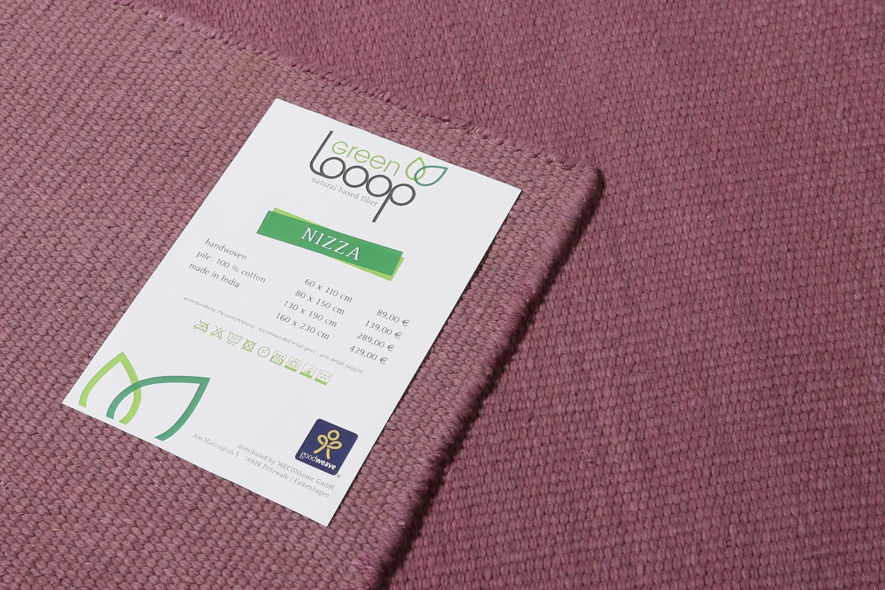 Kelim Teppich Flieder Rot aus Baumwolle "Nizza" Green Looop