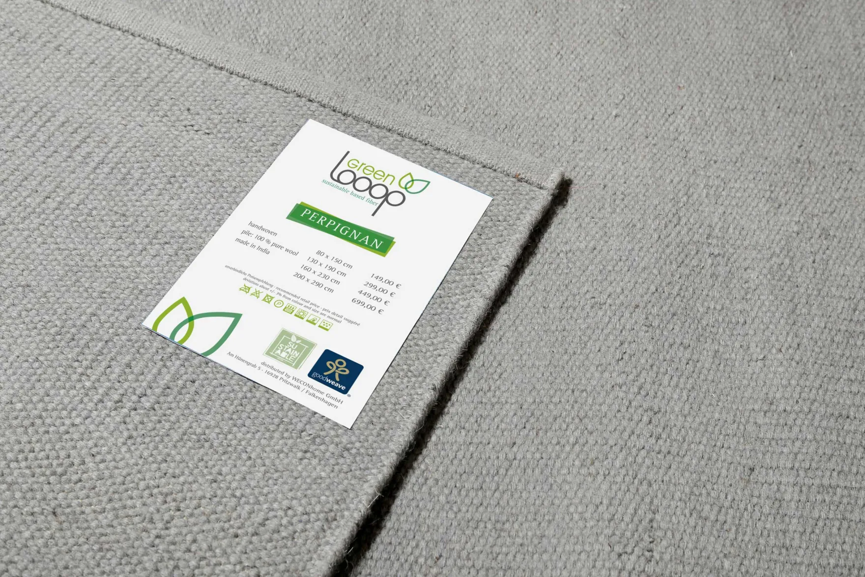 Kelim Teppich Grau aus Wolle "Perpignan" Green Looop