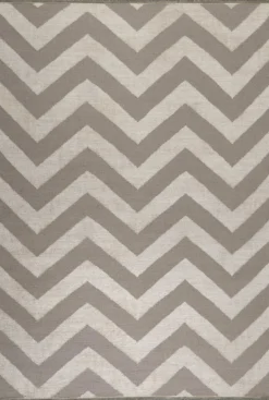 Kelim Teppich Grau Beige aus Naturfasern "Zig-Zag" WECONhome