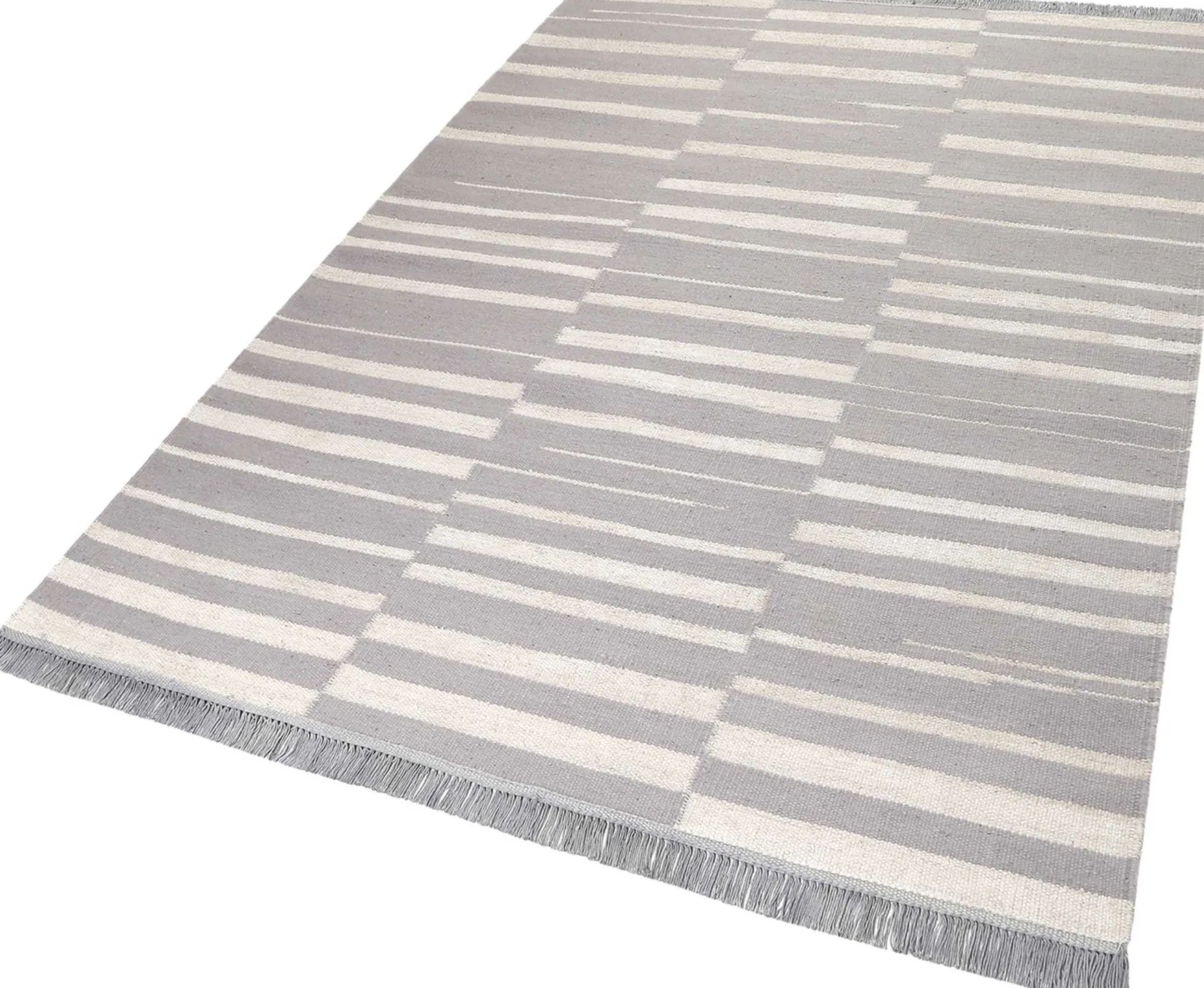 Kelim Teppich Grau Beige aus Naturfasern "Skid Marks" WECONhome