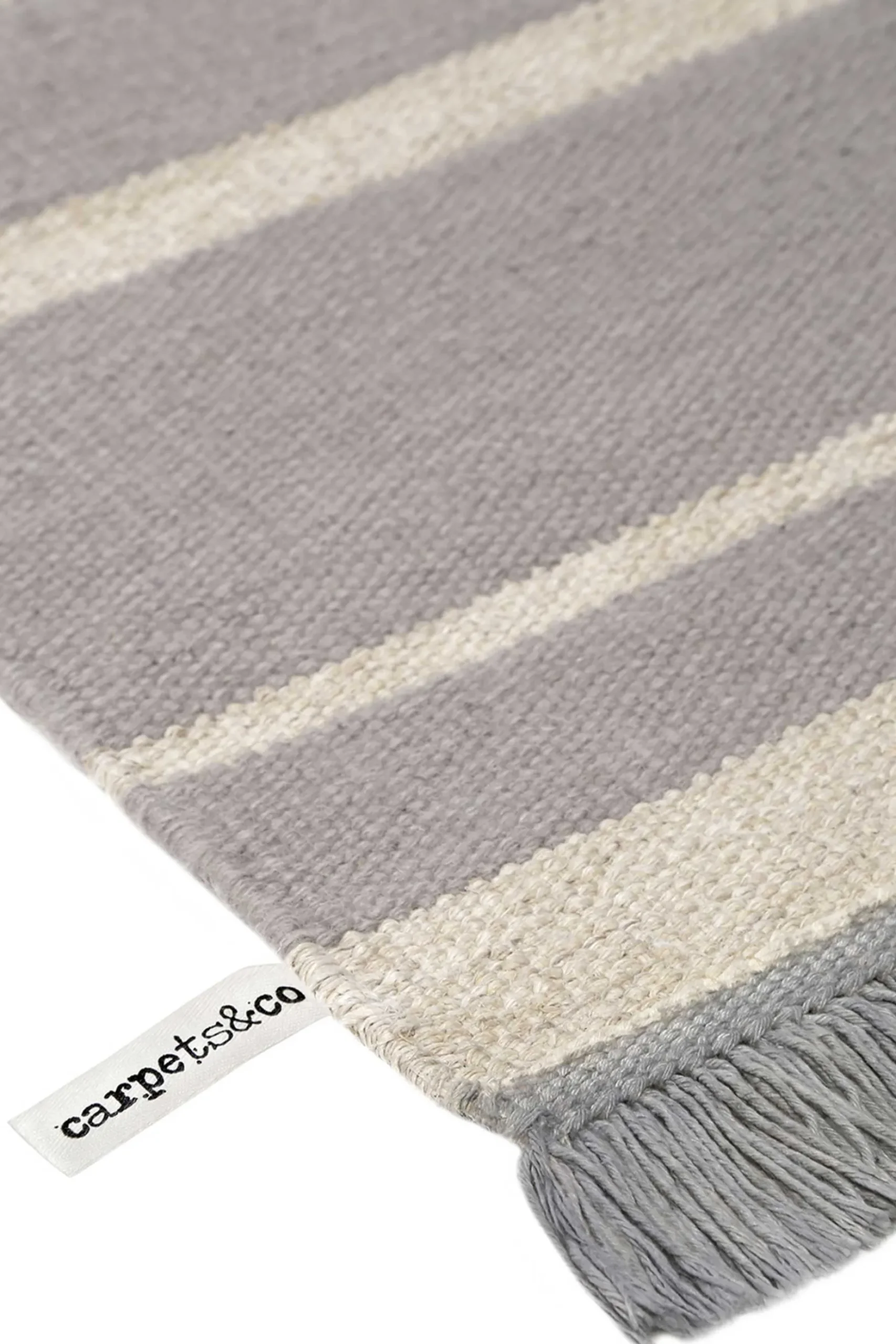 Kelim Teppich Grau Beige aus Naturfasern "Skid Marks" WECONhome