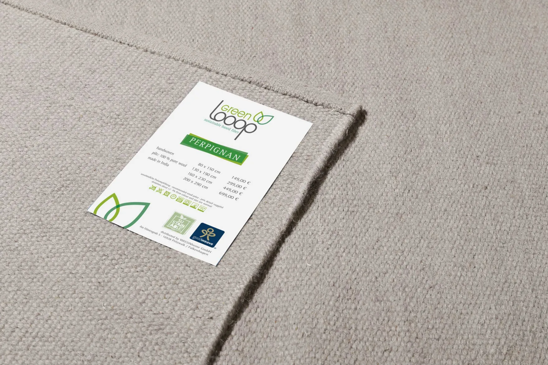 Kelim Teppich Grau Beige aus Wolle "Perpignan" Green Looop