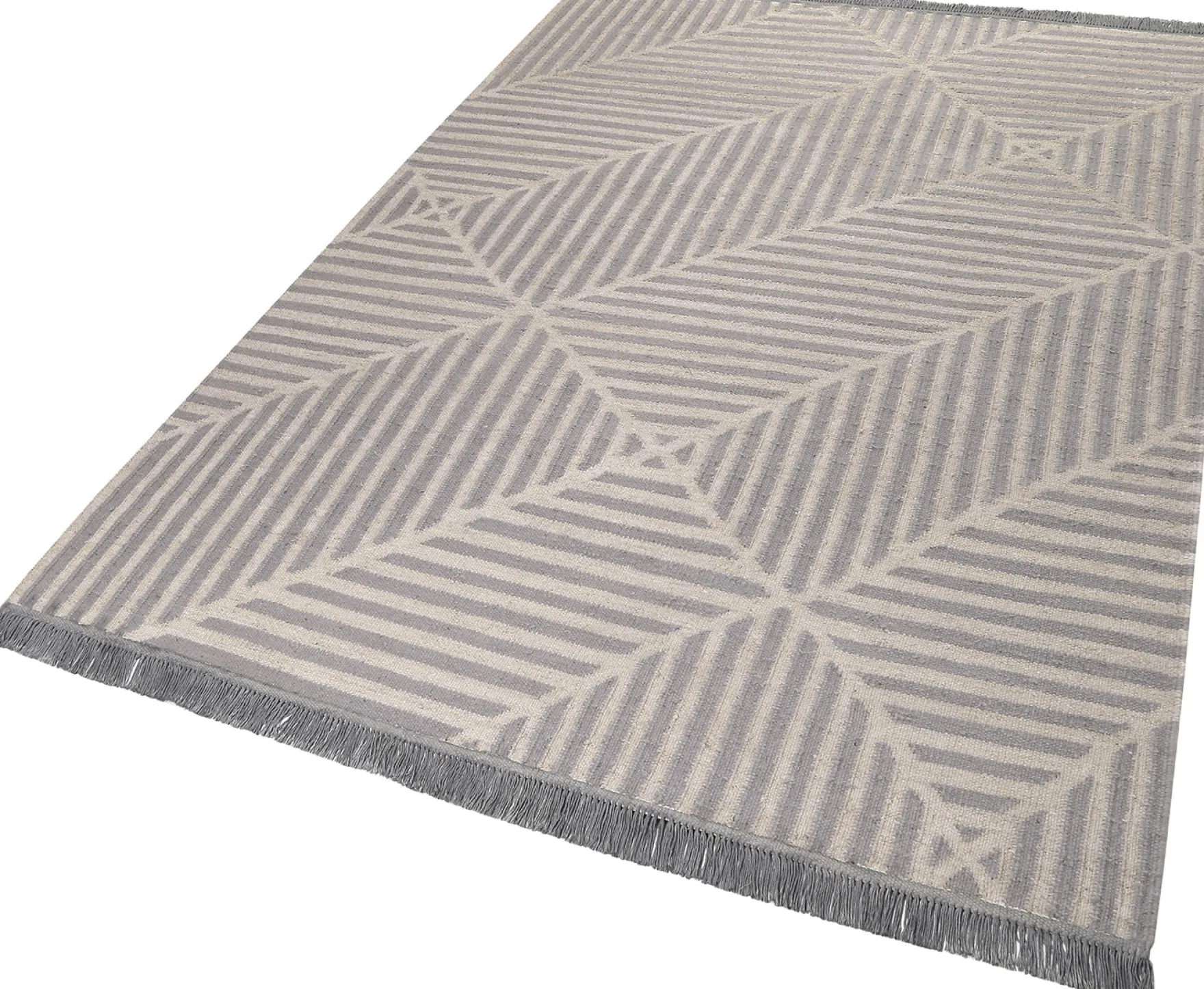 Kelim Teppich Grau Blau aus Naturfasern "Irregular Fields" WECONhome