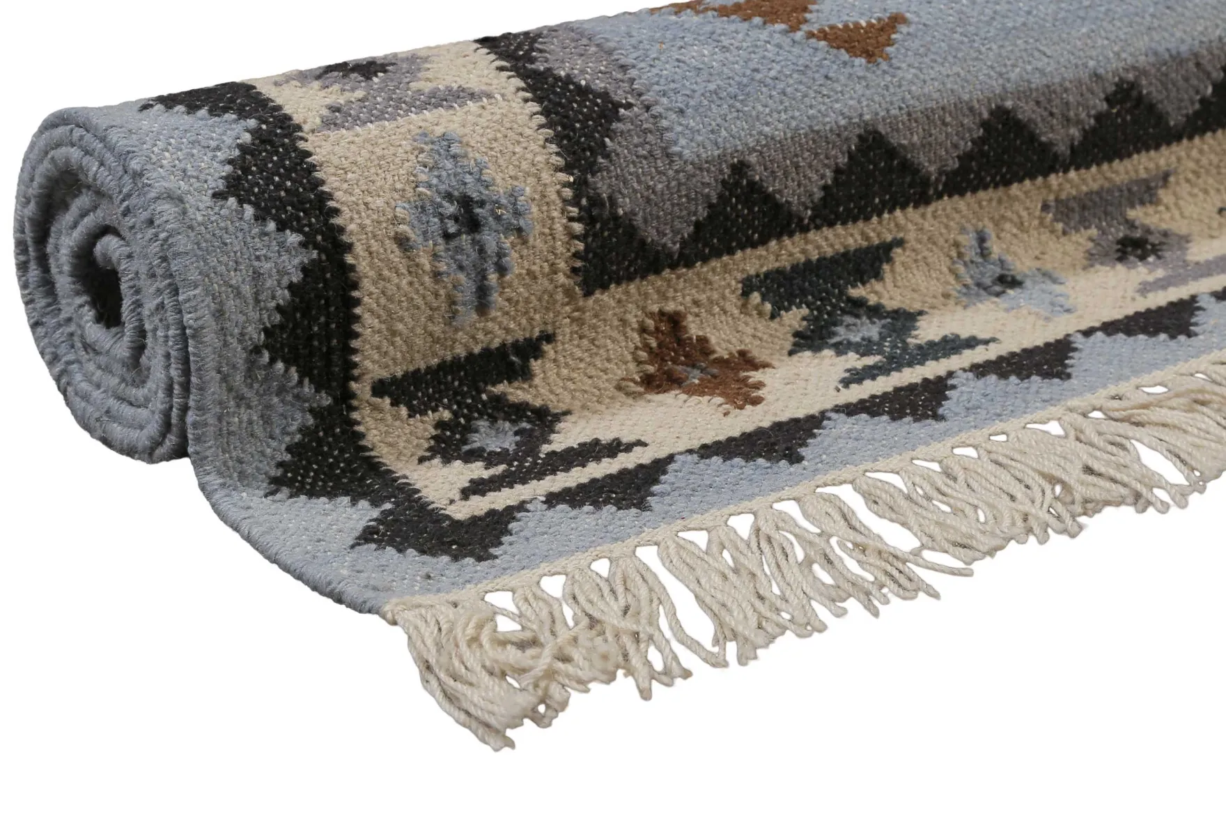 Kelim Teppich Hellblau aus Wolle "Blancard" Green Looop
