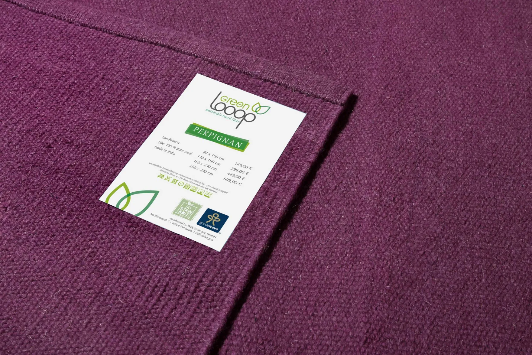 Kelim Teppich Lila Violett aus Wolle "Perpignan" Green Looop