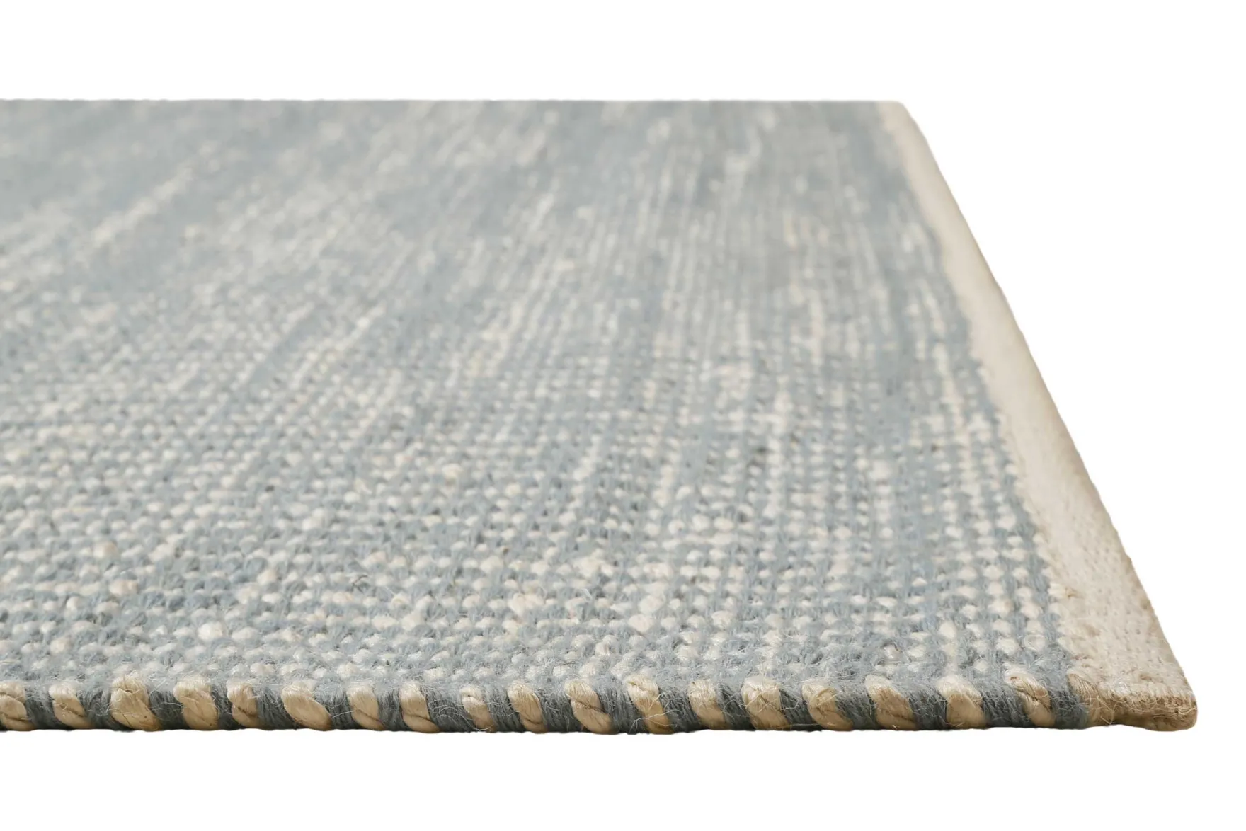 Kelim Teppich Mintgrün Beige aus Jute & Wolle "Toulouse" Green Looop