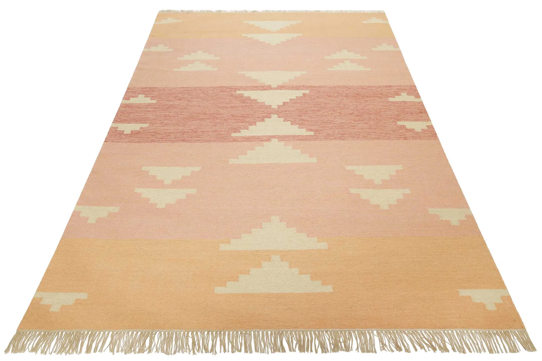 Kelim Teppich Rosa meliert aus Wolle "Soleil" Green Looop