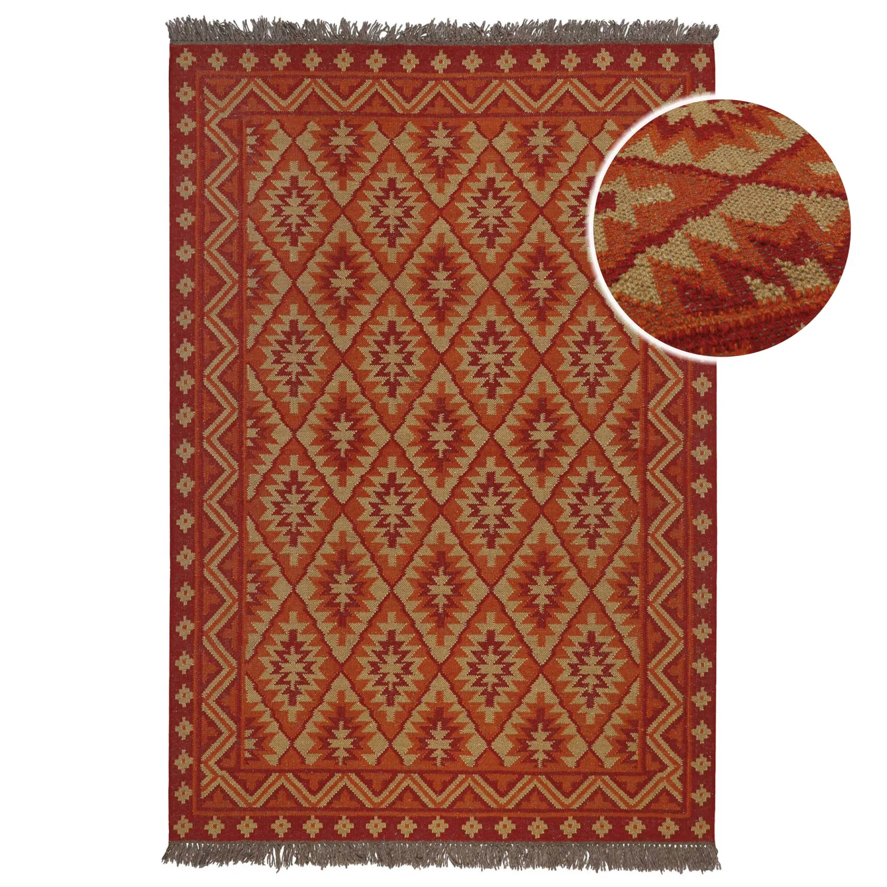 Kelim Teppich Rostrot aus Wolle "Clare" Green Looop