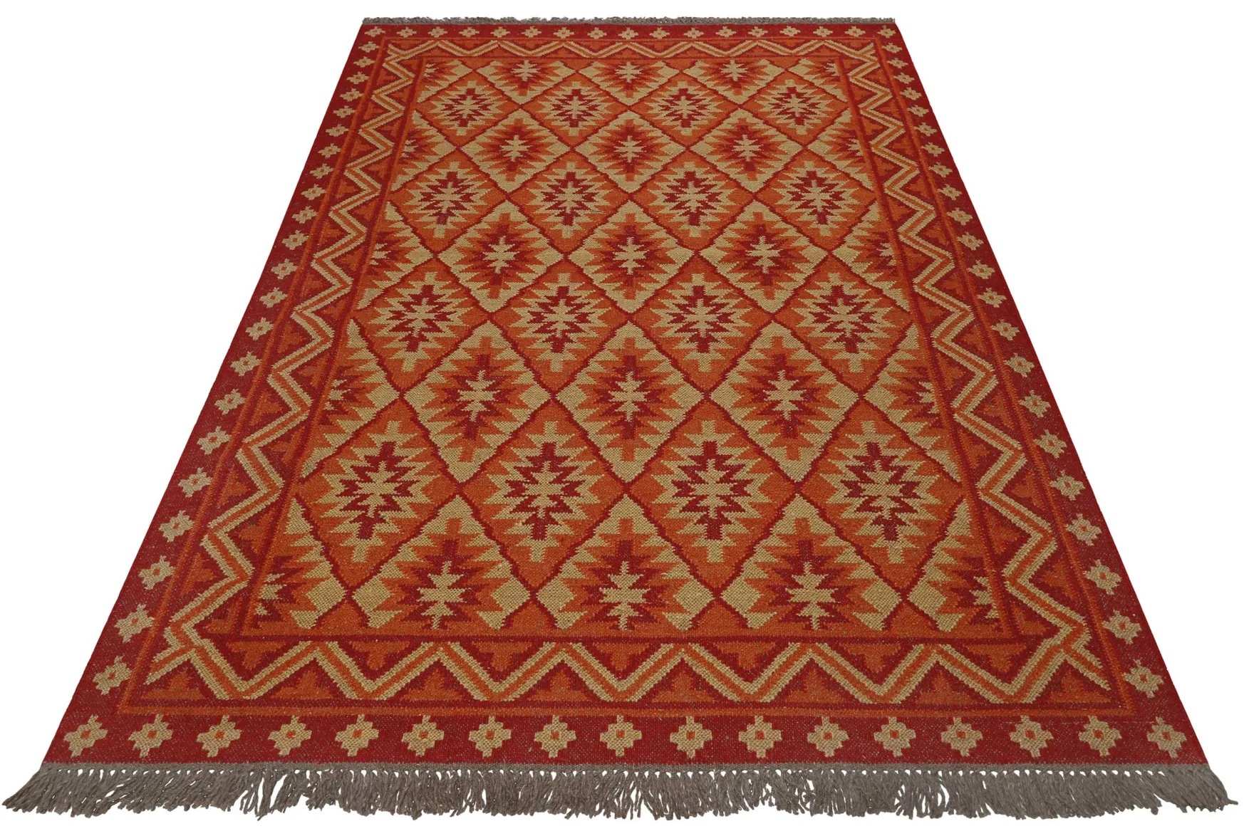 Kelim Teppich Rostrot aus Wolle "Clare" Green Looop