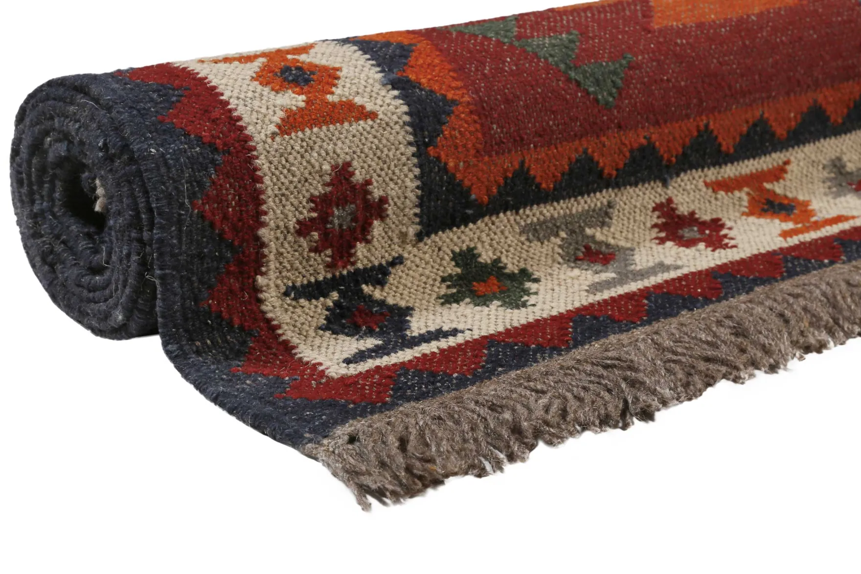 Kelim Teppich Rot aus Wolle "Blancard" Green Looop