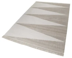 Kelim Teppich Sand Beige aus Naturfasern "Smart Triangle" WECONhome