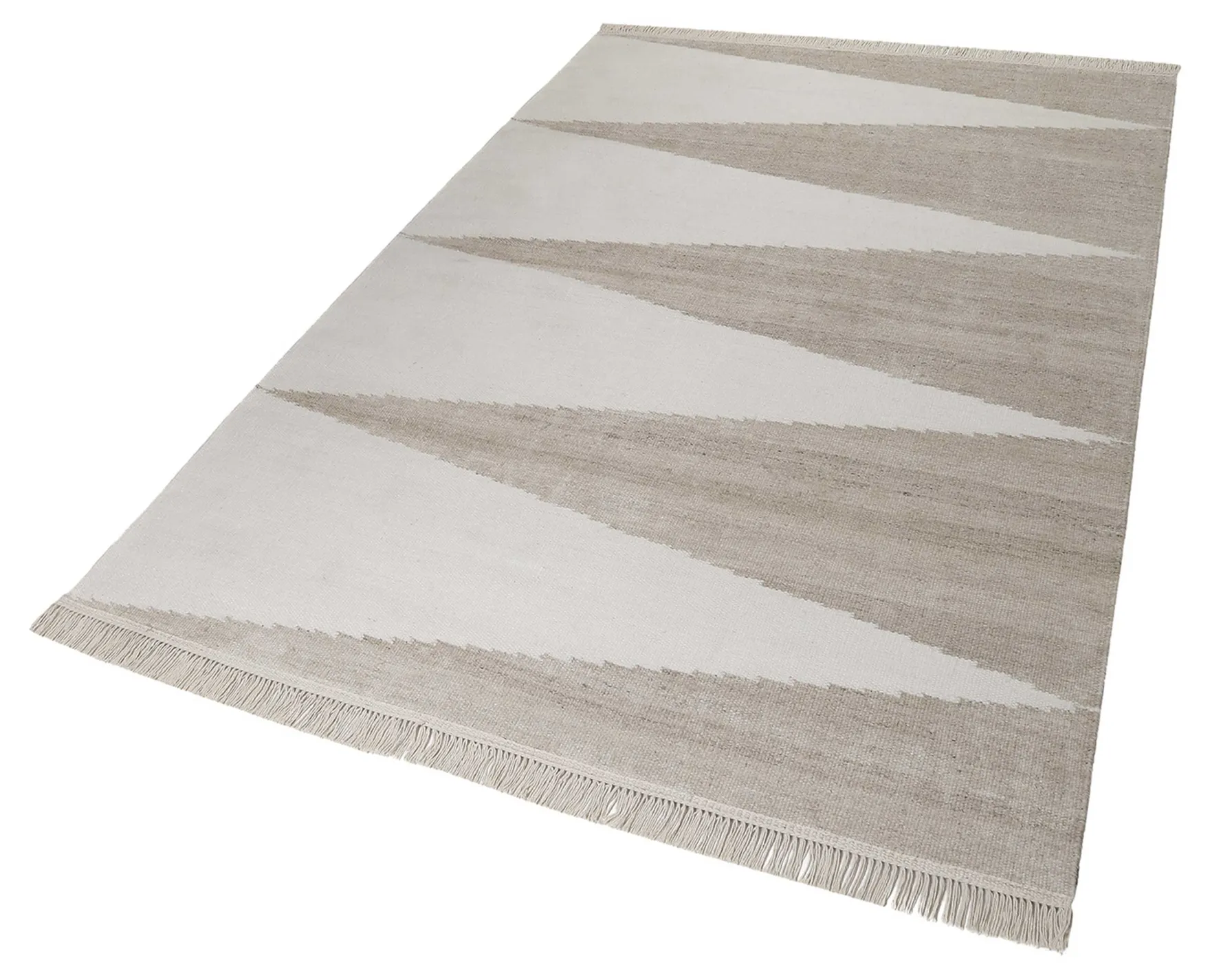 Kelim Teppich Sand Beige aus Naturfasern "Smart Triangle" WECONhome