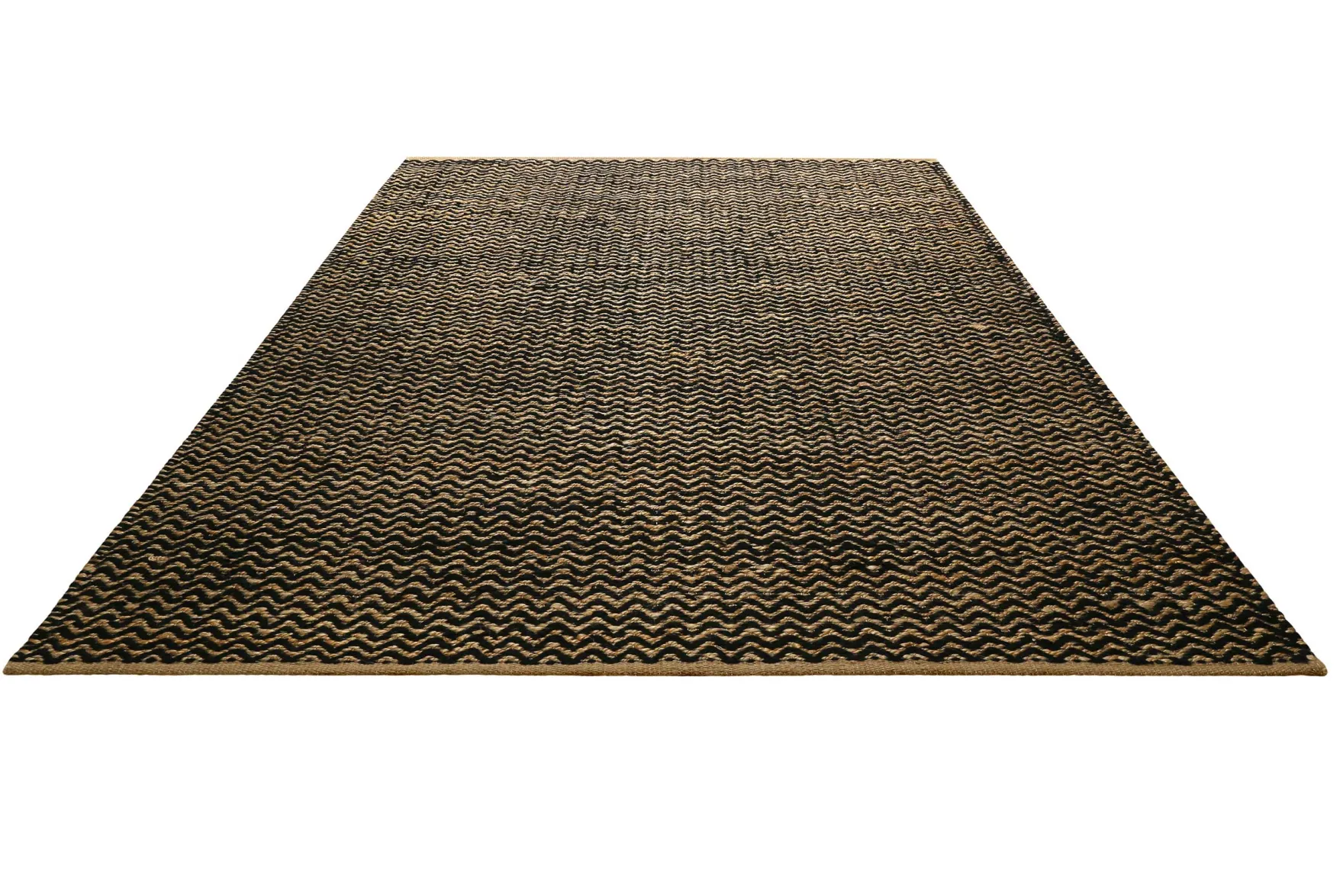 Kelim Teppich Schwarz Beige aus Naturfasern "Montpellier" Green Looop