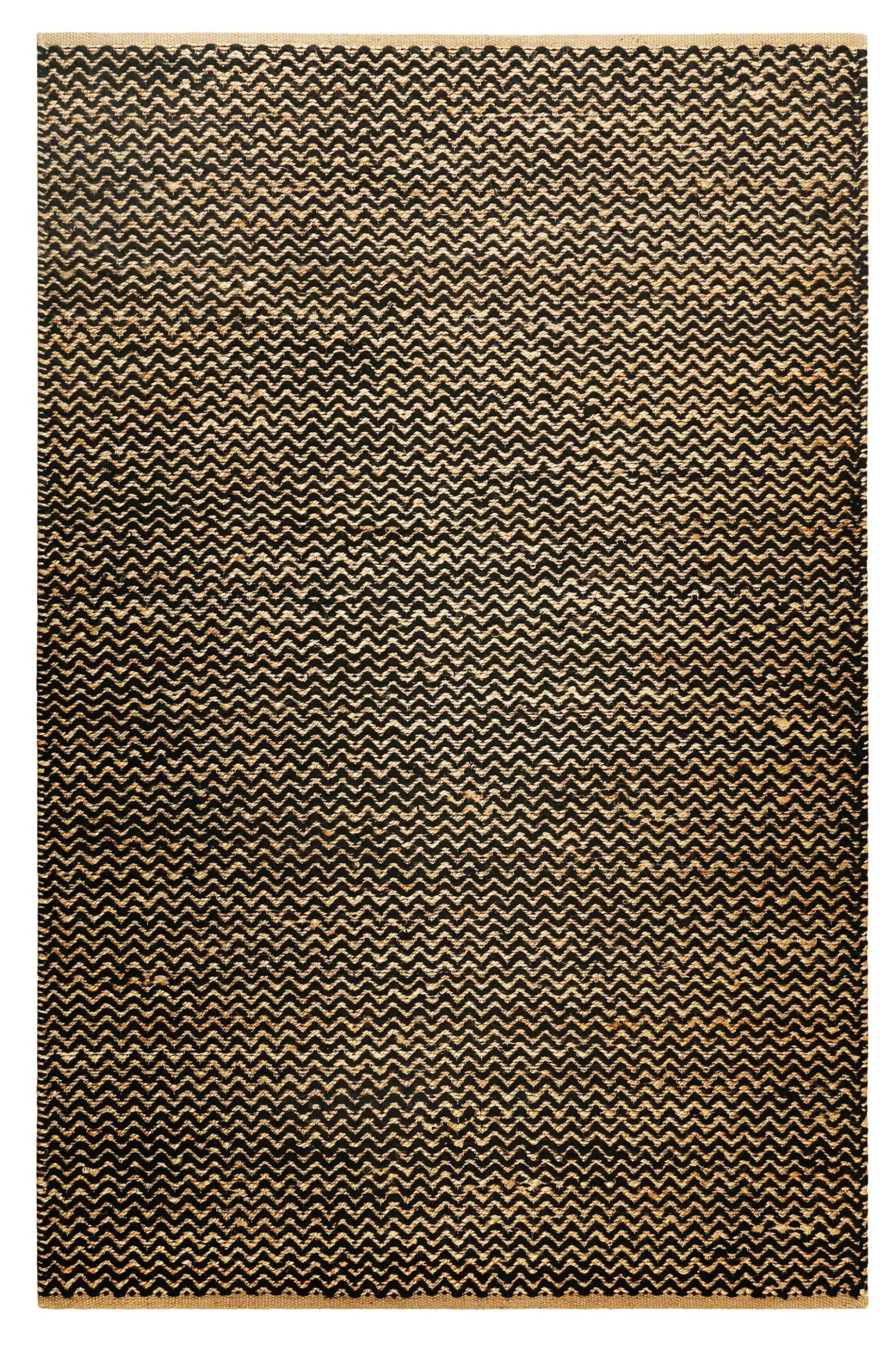 Kelim Teppich Schwarz Beige aus Naturfasern "Montpellier" Green Looop
