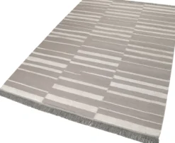 Kelim Teppich Taupe Beige aus Naturfasern