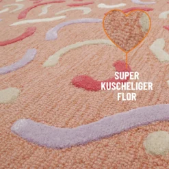 Kinderteppich aus Schurwolle Altrosa Multi
