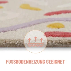Kinderteppich aus Schurwolle Beige Multi "Confetti 2.0" Smart Kids