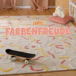 Kinderteppich aus Schurwolle Beige Multi
