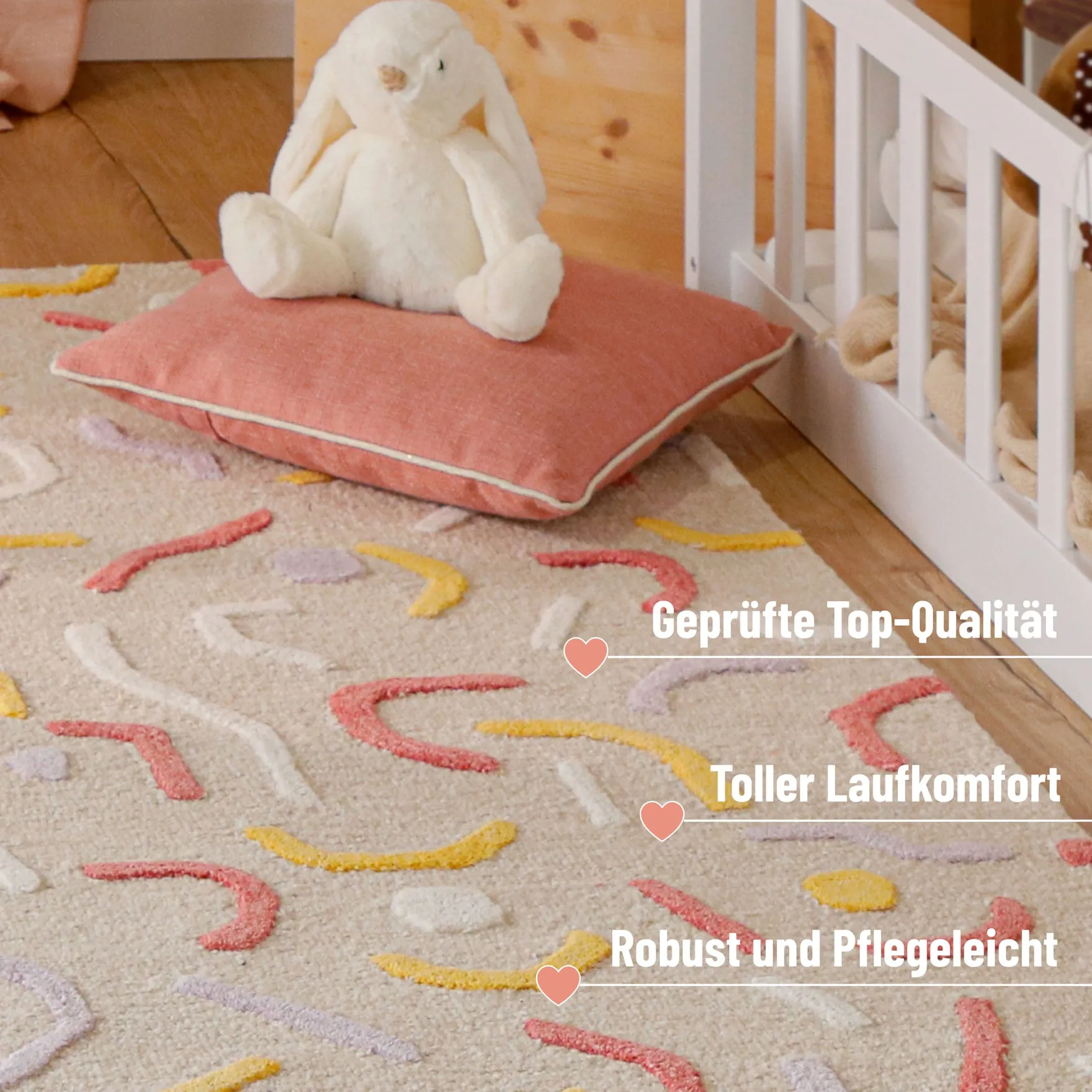Kinderteppich aus Schurwolle Beige Multi "Confetti 2.0" Smart Kids