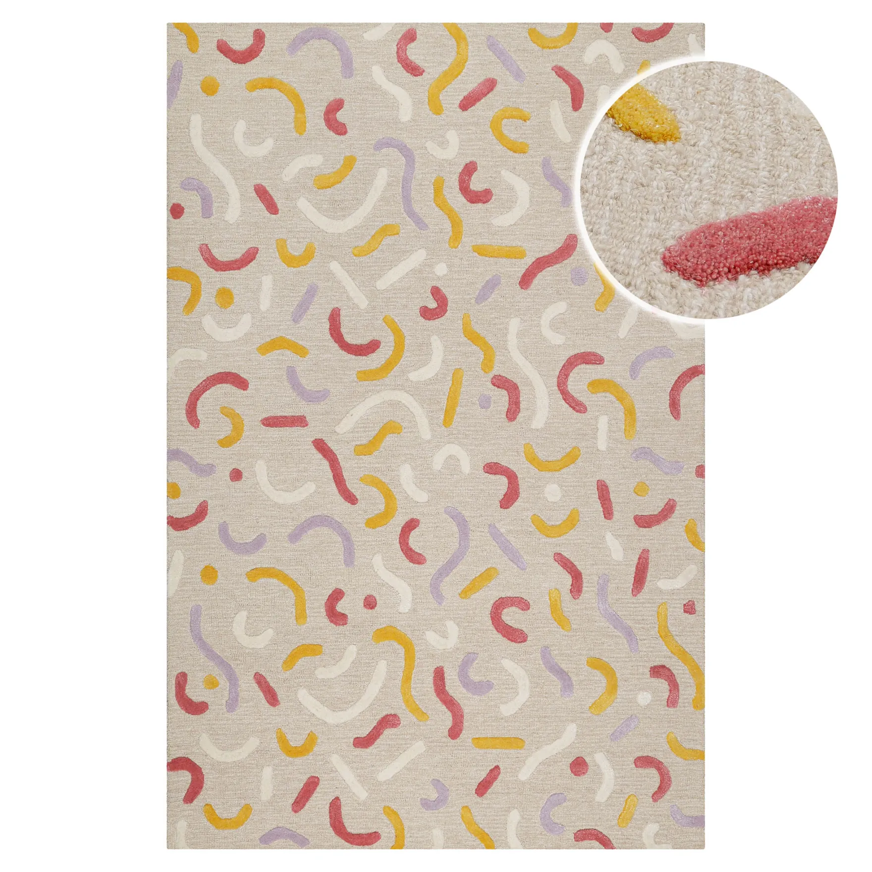 Kinderteppich aus Schurwolle Beige Multi "Confetti 2.0" Smart Kids