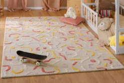 Kinderteppich aus Schurwolle Beige Multi