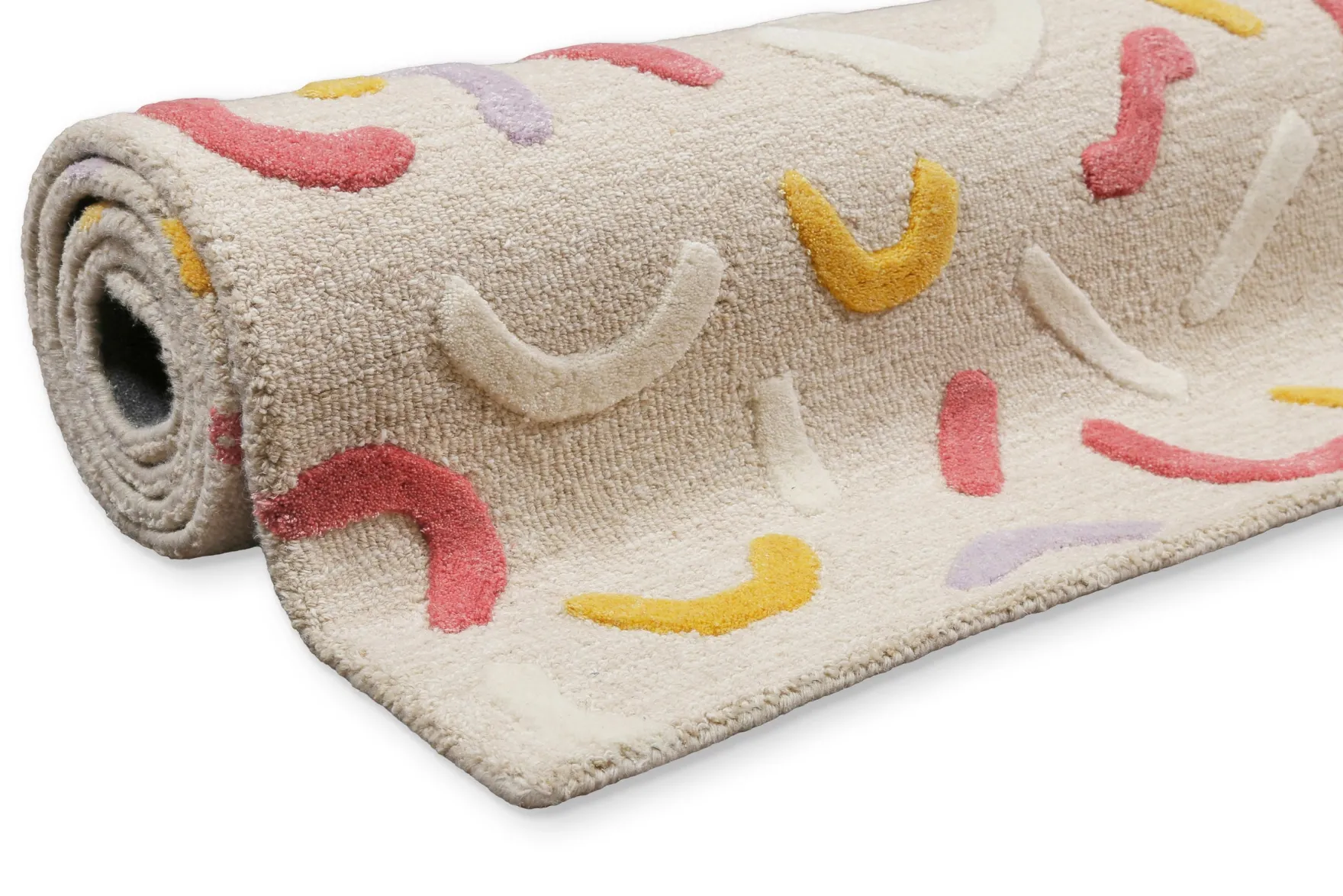 Kinderteppich aus Schurwolle Beige Multi "Confetti 2.0" Smart Kids