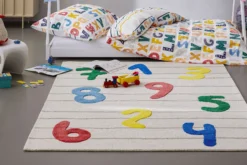 Kinderteppich aus Schurwolle Beige Multi