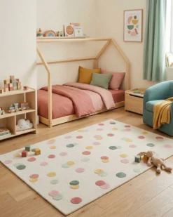 Kinderteppich Creme Bunt