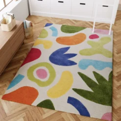 Kinderteppich Creme Bunt