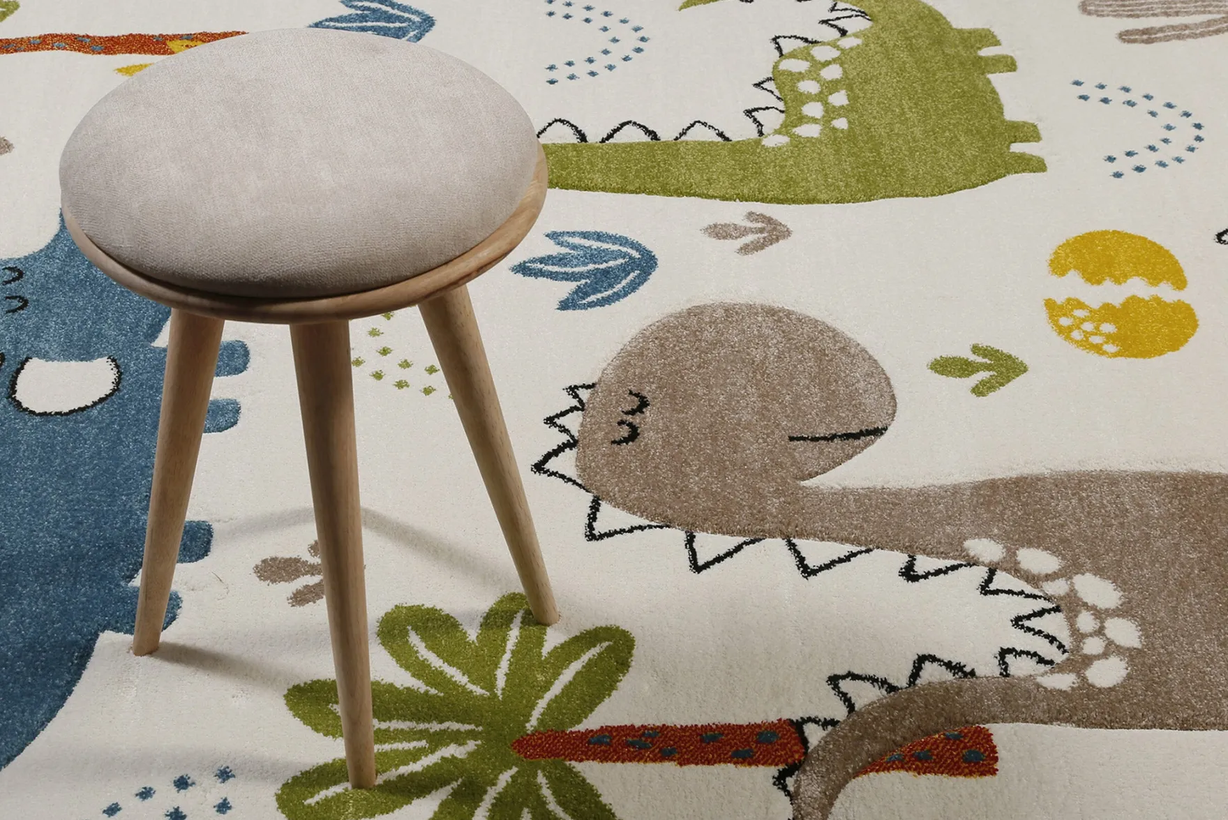 Kinderteppich Creme Weiß "Dino & Friends" Smart Kids