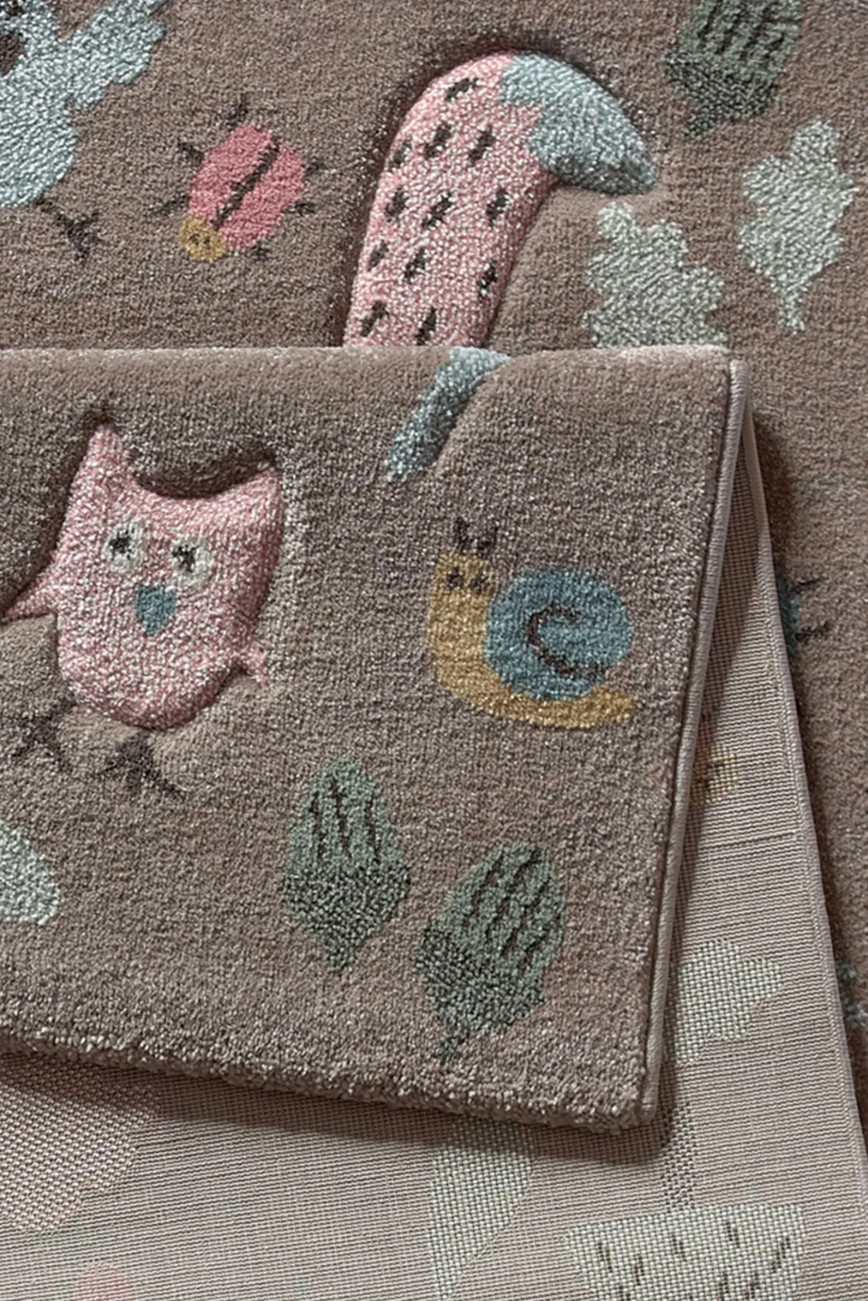 Kinderteppich dunkelbeige rosa blau "Forest" Sigikid