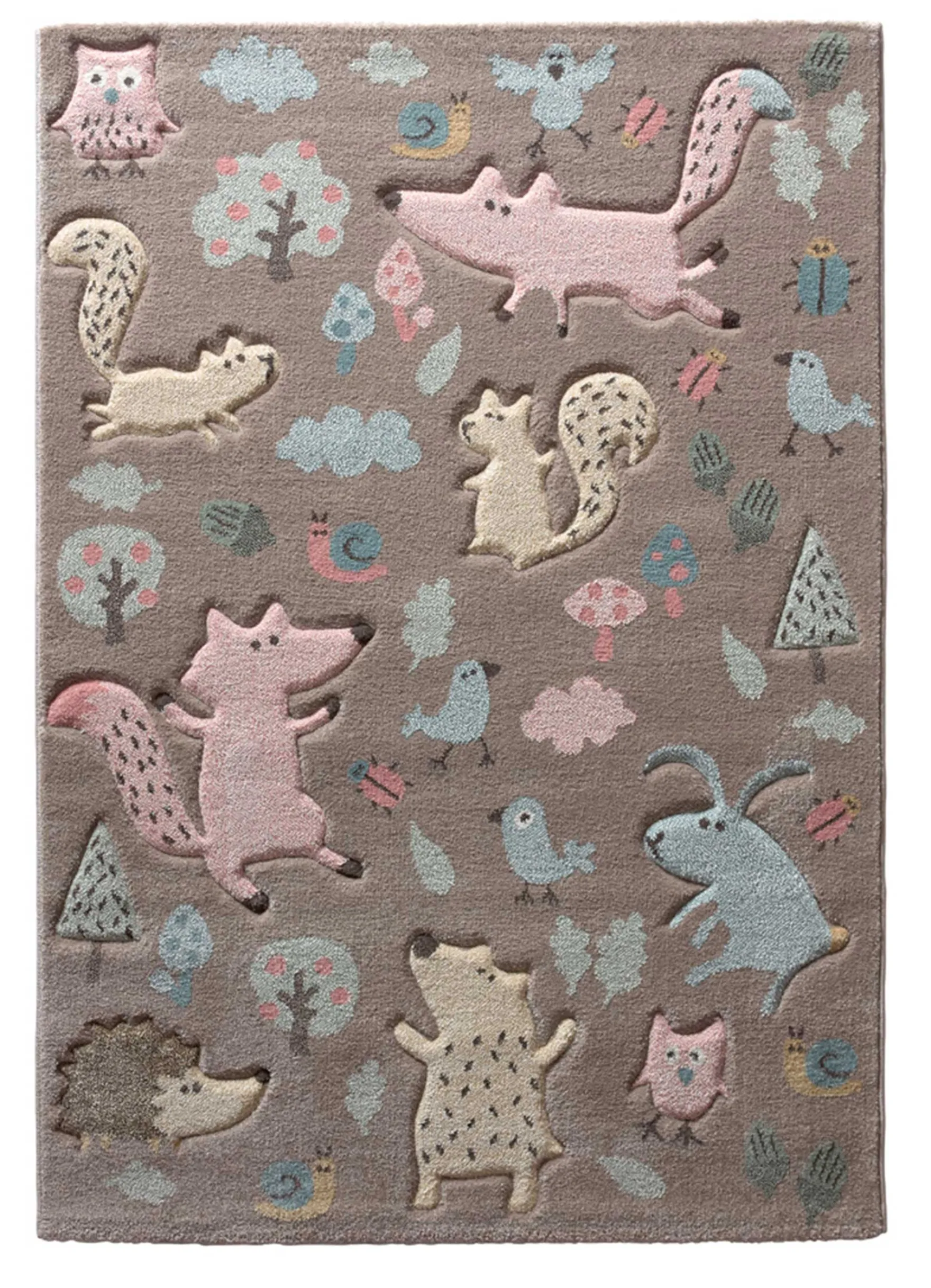 Kinderteppich dunkelbeige rosa blau "Forest" Sigikid