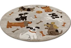 Kinderteppich Rund Sand Beige meliert "Rocky & Friends" Smart Kids