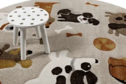 Kinderteppich Rund Sand Beige meliert