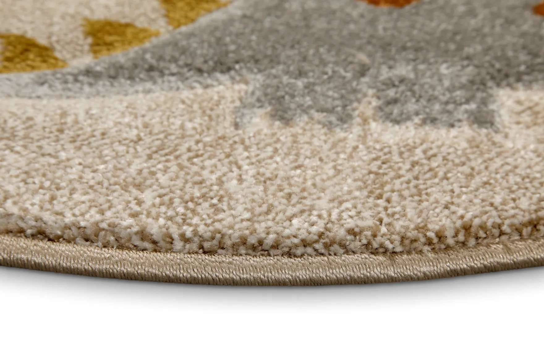 Kinderteppich Rund Sand Beige meliert "T-Rex & Friends" Smart Kids