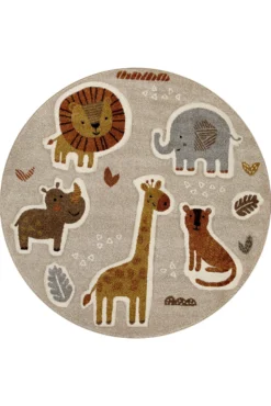 Kinderteppich Rund Sand Beige meliert "Nala & Friends" Smart Kids